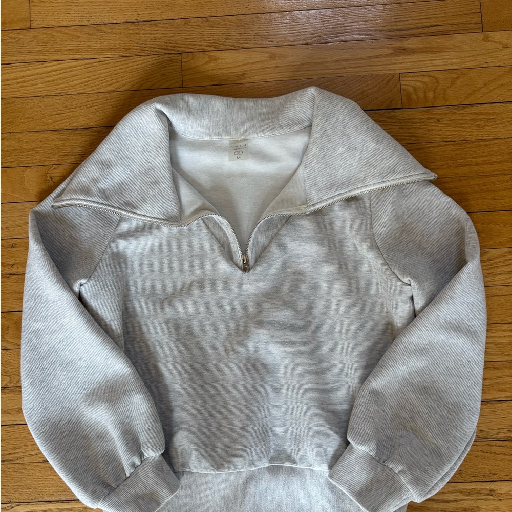 Calia by Carrie Underwood Light Gray Quarter-Zip Pullover Sweater